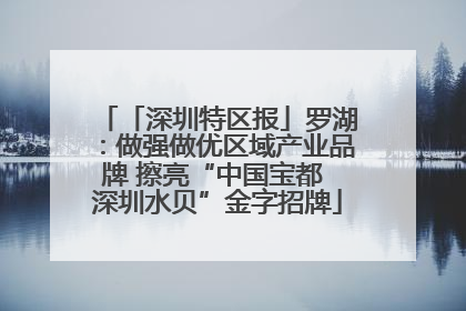 「深圳特区报」罗湖：做强做优区域产业品牌 擦亮“中国宝都 深圳水贝”金字招牌