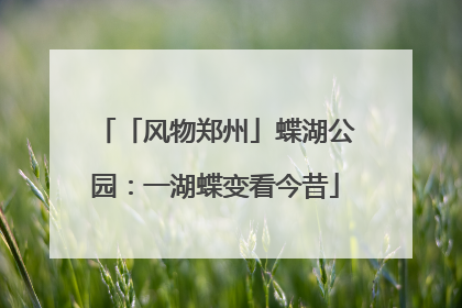 「风物郑州」蝶湖公园：一湖蝶变看今昔
