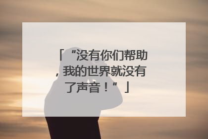 “没有你们帮助，我的世界就没有了声音！”