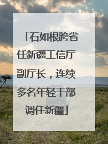 石如根跨省任新疆工信厅副厅长，连续多名年轻干部调任新疆