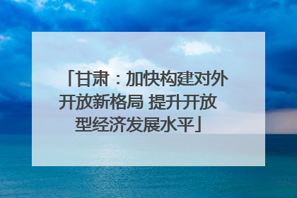 甘肃：加快构建对外开放新格局 提升开放型经济发展水平