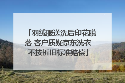 羽绒服送洗后印花脱落 客户质疑京东洗衣不按折旧标准赔偿