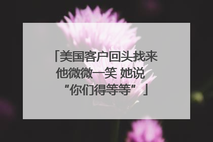 美国客户回头找来 他微微一笑 她说“你们得等等”