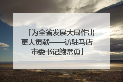 为全省发展大局作出更大贡献——访驻马店市委书记鲍常勇