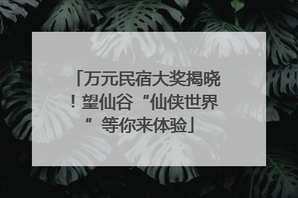 万元民宿大奖揭晓！望仙谷“仙侠世界”等你来体验