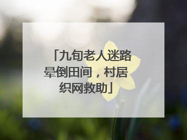 九旬老人迷路晕倒田间，村居织网救助