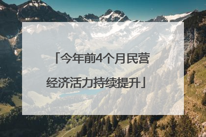 今年前4个月民营经济活力持续提升