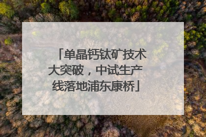 单晶钙钛矿技术大突破，中试生产线落地浦东康桥