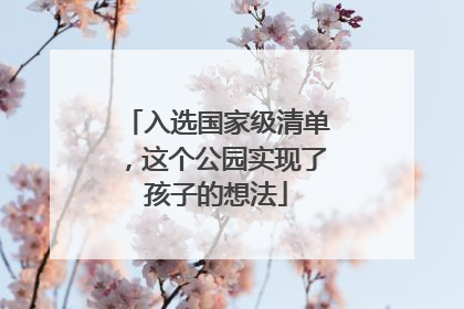 入选国家级清单，这个公园实现了孩子的想法