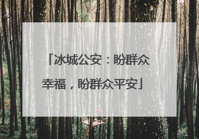 冰城公安：盼群众幸福，盼群众平安