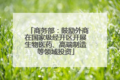 商务部：鼓励外商在国家级经开区开展生物医药、高端制造等领域投资