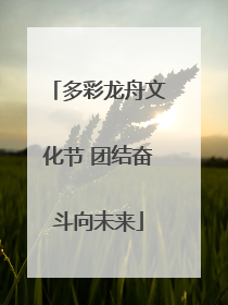 多彩龙舟文化节 团结奋斗向未来
