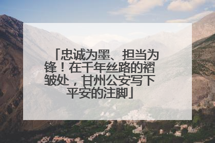 忠诚为墨、担当为锋！在千年丝路的褶皱处，甘州公安写下平安的注脚