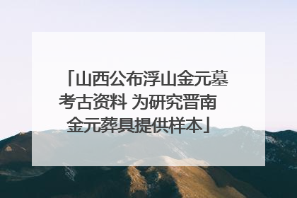 山西公布浮山金元墓考古资料 为研究晋南金元葬具提供样本