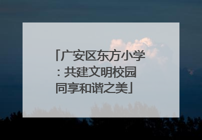 广安区东方小学：共建文明校园 同享和谐之美