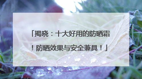 揭晓：十大好用的防晒霜！防晒效果与安全兼具！