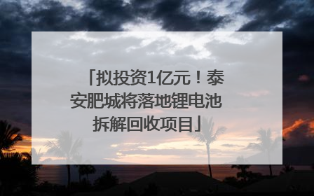 拟投资1亿元！泰安肥城将落地锂电池拆解回收项目
