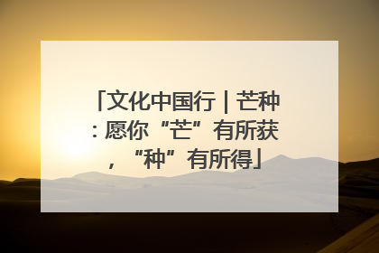 文化中国行｜芒种：愿你“芒”有所获，“种”有所得