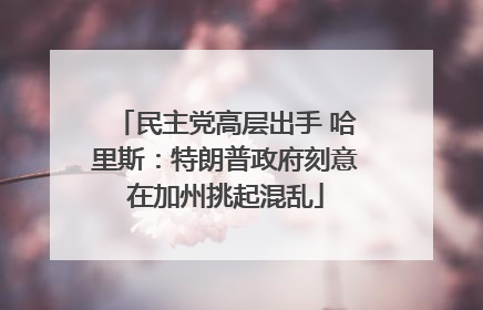 民主党高层出手 哈里斯：特朗普政府刻意在加州挑起混乱