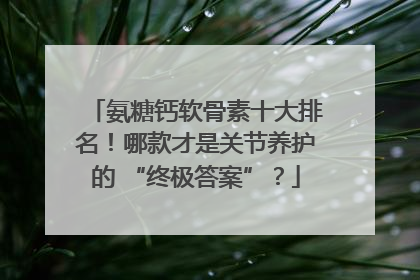 氨糖钙软骨素十大排名！哪款才是关节养护的 “终极答案”？
