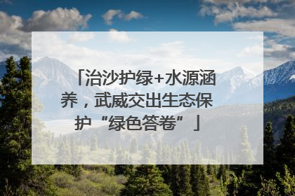 治沙护绿+水源涵养，武威交出生态保护“绿色答卷”