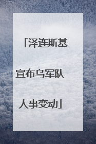 泽连斯基宣布乌军队人事变动