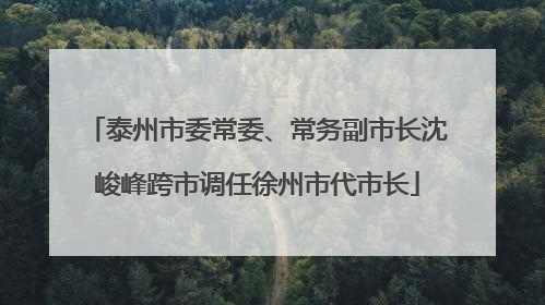 泰州市委常委、常务副市长沈峻峰跨市调任徐州市代市长