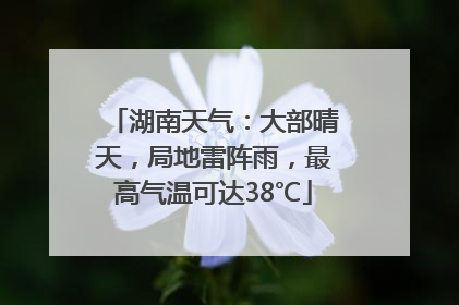 湖南天气：大部晴天，局地雷阵雨，最高气温可达38℃