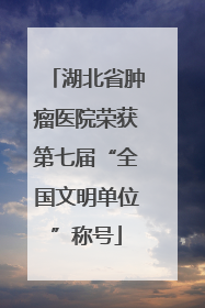 湖北省肿瘤医院荣获第七届“全国文明单位”称号