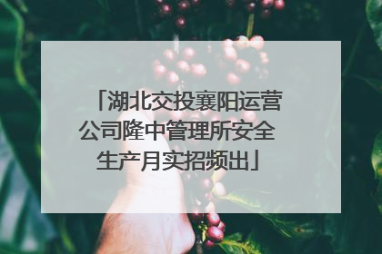 湖北交投襄阳运营公司隆中管理所安全生产月实招频出