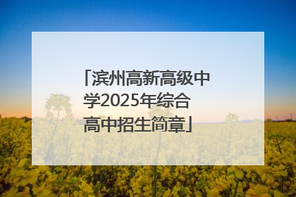 滨州高新高级中学2025年综合高中招生简章