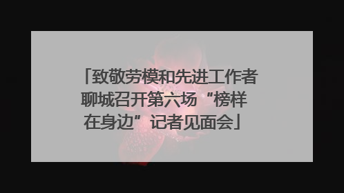 致敬劳模和先进工作者 聊城召开第六场“榜样在身边”记者见面会