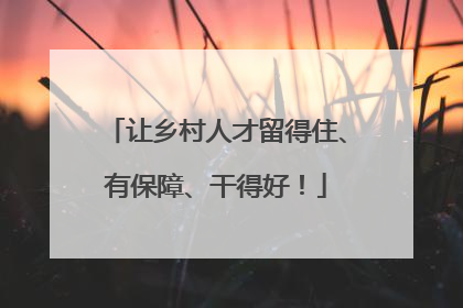 让乡村人才留得住、有保障、干得好！
