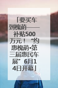 要买车 到槐荫——补贴500万元！“约惠槐荫•第三届惠民车展”6月14日开幕