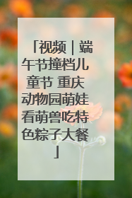 视频｜端午节撞档儿童节 重庆动物园萌娃看萌兽吃特色粽子大餐