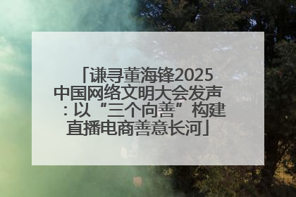 谦寻董海锋2025中国网络文明大会发声：以“三个向善”构建直播电商善意长河