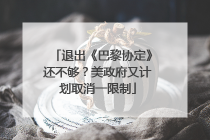 退出《巴黎协定》还不够？美政府又计划取消一限制