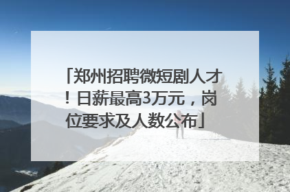 郑州招聘微短剧人才！日薪最高3万元，岗位要求及人数公布