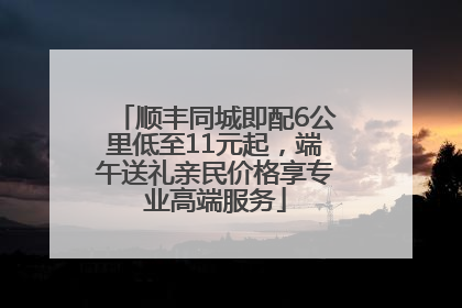 顺丰同城即配6公里低至11元起，端午送礼亲民价格享专业高端服务