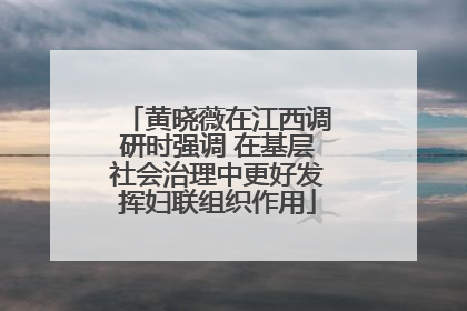 黄晓薇在江西调研时强调 在基层社会治理中更好发挥妇联组织作用