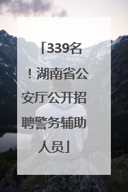 339名！湖南省公安厅公开招聘警务辅助人员